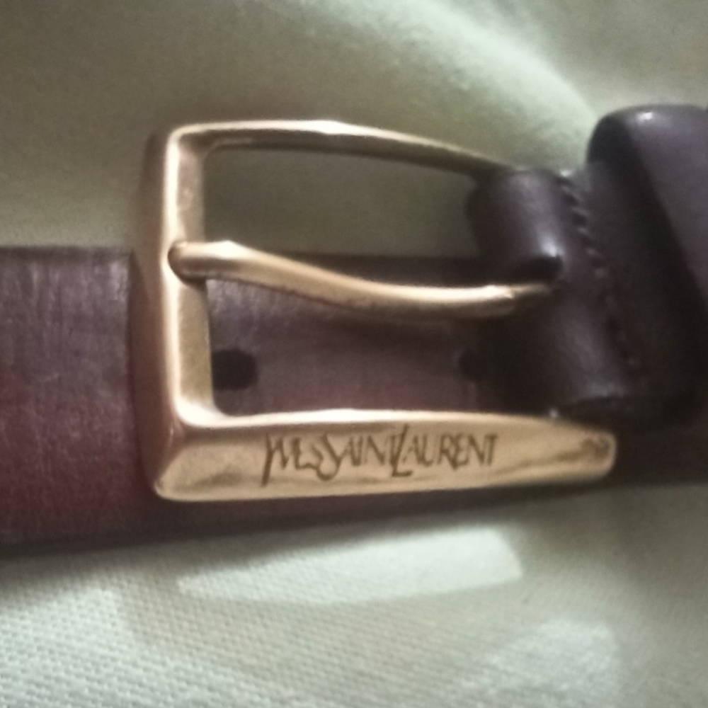 Yves Saint Laurent Dark Brown Belt with Solid Brass Buckle - Picture 8 of 8